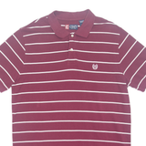 CHAPS Mens Polo Shirt Maroon Striped L