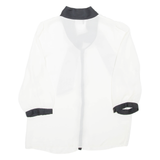 LAURA SCOTT Sheer Womens Blouse White High Neck Long Sleeve M