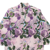 Womens Printed Shirt Purple Collared 3/4 Sleeve Floral M