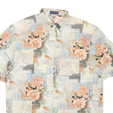 BIAGGINI Sheer Womens Printed Shirt Beige Collared Floral L
