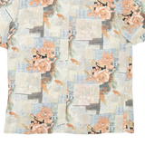 BIAGGINI Sheer Womens Printed Shirt Beige Collared Floral L
