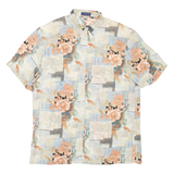 BIAGGINI Sheer Womens Printed Shirt Beige Collared Floral L