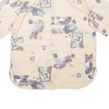 Womens Printed Shirt Beige Collared Crazy Pattern L