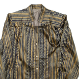 Womens Printed Shirt Brown Collared Long Sleeve Striped XL