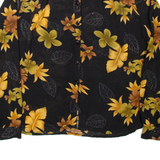 MIDAS Womens Printed Shirt Black Collared Long Sleeve Floral XL