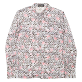 Womens Printed Shirt Grey Collared Long Sleeve Crazy Pattern L