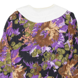 Womens Printed Top Purple Collared Long Sleeve Crazy Pattern M