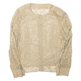 Sheer Womens Blouse Brown Long Sleeve XL