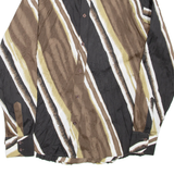 KIWI Womens Printed Shirt Black Collared Long Sleeve Striped L