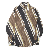 KIWI Womens Printed Shirt Black Collared Long Sleeve Striped L