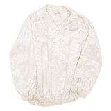 Womens Printed Blouse Beige Collared Long Sleeve L