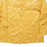 CREATION ATELIER Womens Printed Blouse Gold Collared Long Sleeve Floral L