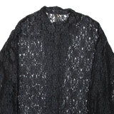 YESSICA Sheer Womens Shirt Black Collared Long Sleeve L