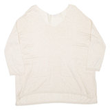 Womens Top Beige V-Neck 3/4 Sleeve UK 12