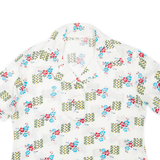 Womens Printed Shirt White Collared Floral L