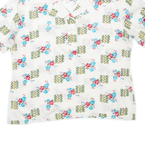 Womens Printed Shirt White Collared Floral L