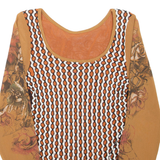Womens Printed Top Brown Long Sleeve Crazy Pattern S