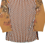 Womens Printed Top Brown Long Sleeve Crazy Pattern S