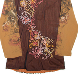 Womens Printed Top Brown Long Sleeve Crazy Pattern S