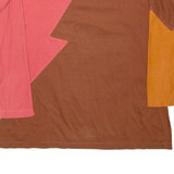 DENI CLER Womens Top Brown Long Sleeve Colourblock L