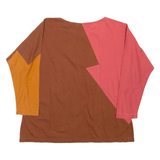 DENI CLER Womens Top Brown Long Sleeve Colourblock L