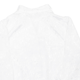 Womens Printed Blouse White Collared Long Sleeve L