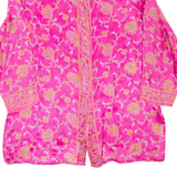 Sheer Womens Printed Shirt Pink Collared Long Sleeve Floral XL