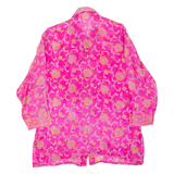 Sheer Womens Printed Shirt Pink Collared Long Sleeve Floral XL