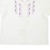 EASTEX Womens Shirt Cream Collared Floral L