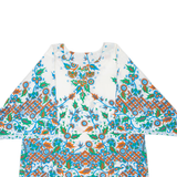 Womens Printed Top Blue Long Sleeve Crazy Pattern XL