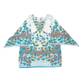 Womens Printed Top Blue Long Sleeve Crazy Pattern XL