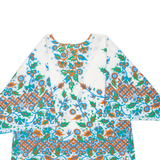 Womens Printed Top Blue Long Sleeve Crazy Pattern XL