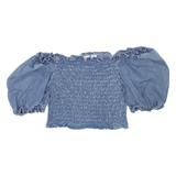 LEVI'S Cropped Womens Puff Sleeve Blouse Blue XL