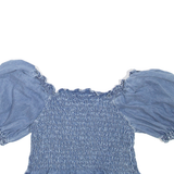LEVI'S Cropped Womens Puff Sleeve Blouse Blue XL