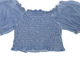 LEVI'S Cropped Womens Puff Sleeve Blouse Blue XL
