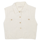 Womens Cropped Shirt Beige Collared M