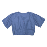 Womens Cropped Top Blue V-Neck M
