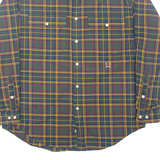 TOMMY HILFIGER Mens Flannel Shirt Green Check Long Sleeve S