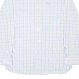 TOMMY HILFIGER 80s 2 ply Mens Shirt Blue Check Long Sleeve L