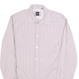 HUGO BOSS Slim Fit Mens Shirt Red Striped Long Sleeve M