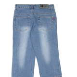 FU GUI ZHU Cropped Womens Jeans Blue Regular Straight Stone Wash W26 L24