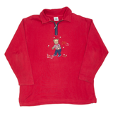 NEW TASTE Teddy Bear Womens Sweatshirt Red Collared M