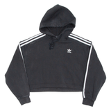 ADIDAS Cropped Womens Black Hoodie Pullover UK 10