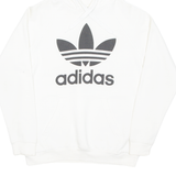 ADIDAS Womens White Hoodie Pullover M