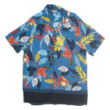 ALCOTT Mens Hawaiian Shirt Blue Floral XL