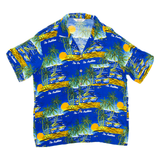 Mens Hawaiian Shirt Blue Crazy Pattern XL