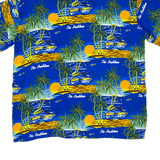 Mens Hawaiian Shirt Blue Crazy Pattern XL
