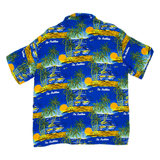 Mens Hawaiian Shirt Blue Crazy Pattern XL