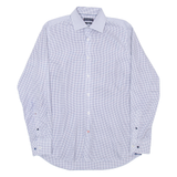 TOMMY HILFIGER Fitted Mens Shirt Blue Check Long Sleeve M
