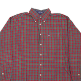 TOMMY HILFIGER Mens Shirt Red Check Long Sleeve L